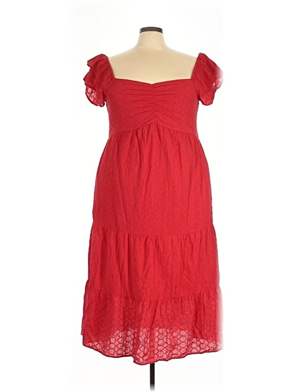 Arula Eyelet Flutter Sleeve Maxi Dress Plus Size B (2X)